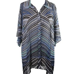 JM COLLECTION WOMAN PLUS SIZE BELL-SLEEVE PRINTED